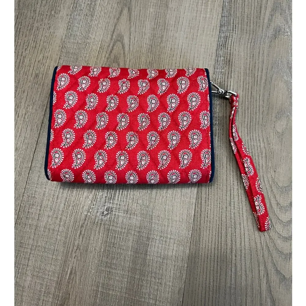 Vera Bradley Turnlock Wristlet Wallet Petite Red Bandana Paisley - Picture 4 of 4